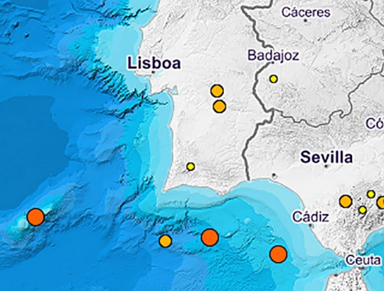 El IGN registra cuatro terremotos frente a las costas de Huelva en solo tres días