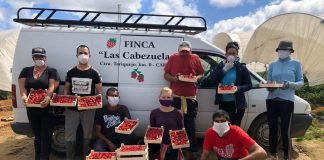 Coronavirus: agricultora de Cartaya dona un lote de cajas de fresas al comedor social de la localidad