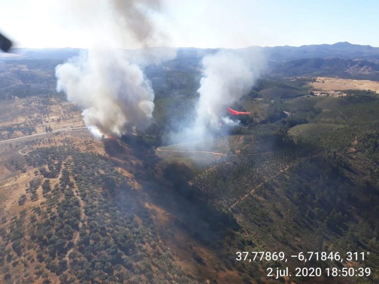 Un incendio forestal en Almonaster obliga a cortar la N-435