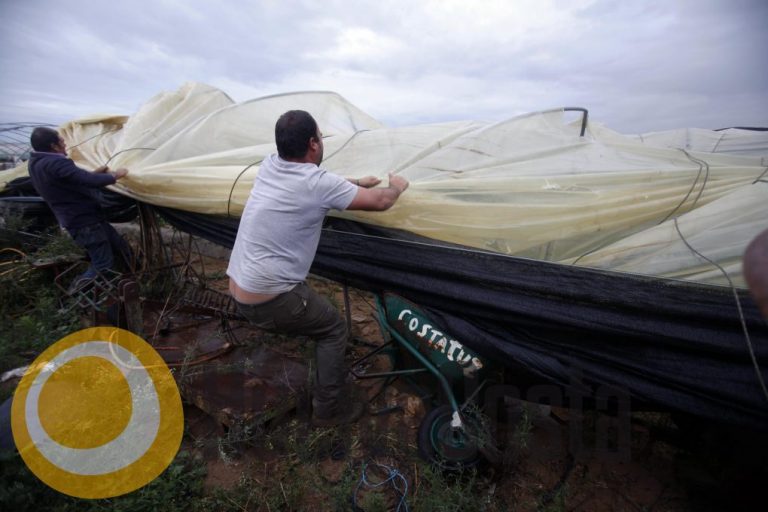Una potente manga de viento arrasa cultivos en Cartaya y terrazas en Ayamonte