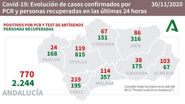 Huelva (91), Isla (25) y Lepe (23), municipios más afectados por los casos del fin de semana