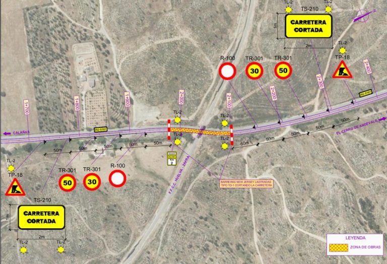 La carretera HU-5101 entre Calañas y El Cerro quedará cortada por obras a partir de este lunes