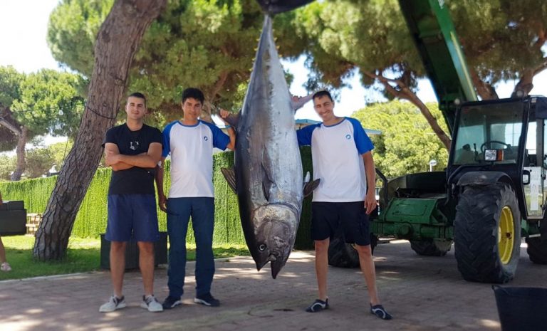 Tres pescadores puntaumbrieños capturan un gran atún de 200 kilos