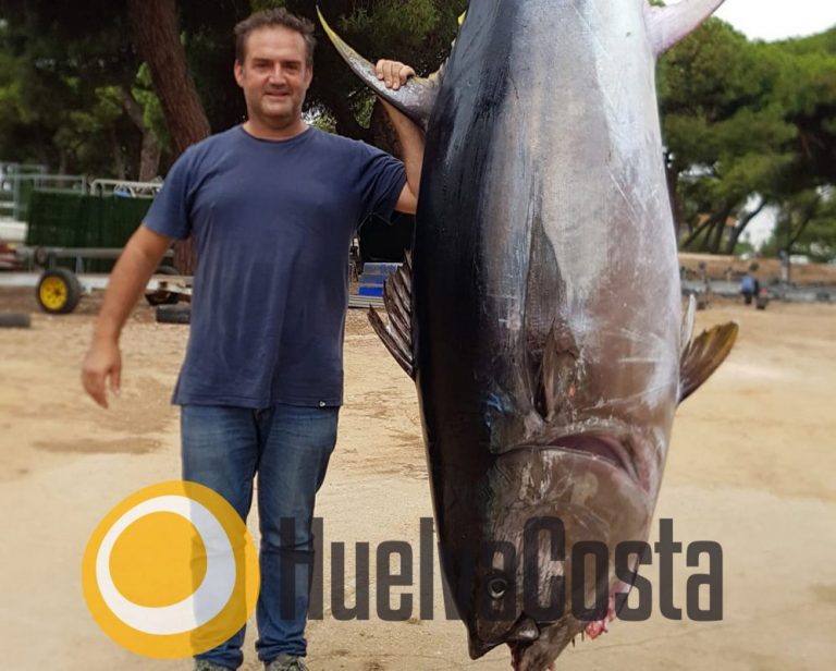 Capturan en aguas de Punta Umbría un enorme atún rojo con 250 kilos de peso