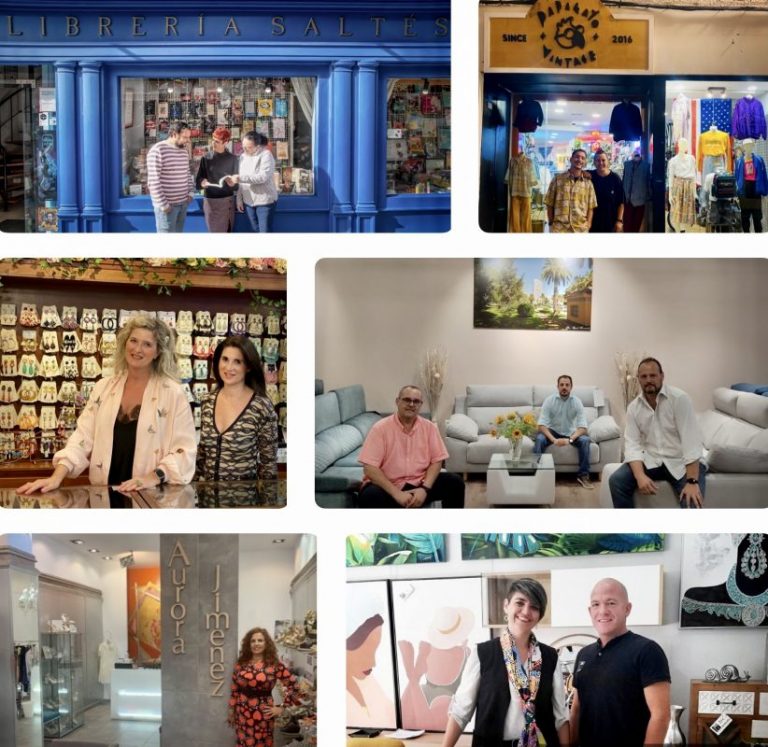 Saltés, El Ajolí, Aurora Jiménez, Merkadescanso, Jorma y Papagayo Vintage, Premios al Comercio de Huelva 2021