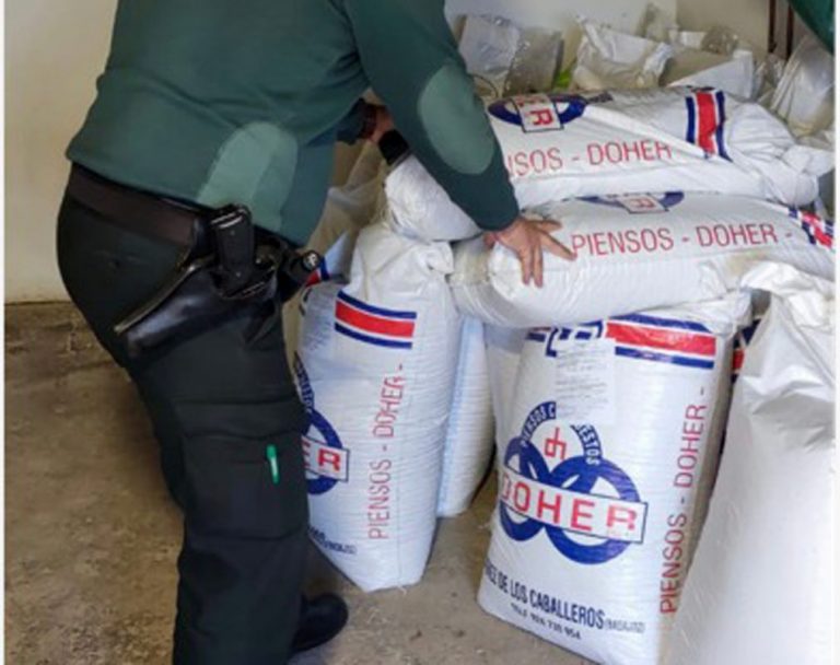 Recuperan 1.133 kilos de pienso robados en una finca en Hinojales
