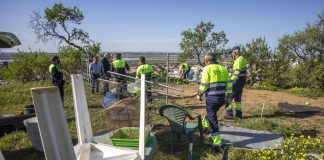 El Ayuntamiento de Huelva desmantela, limpia y sanea un asentamiento ilegal en el Conquero