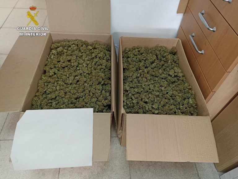 Dos detenidos e intervenidas 5 armas largas y 8 kilos de marihuana en una finca en Valdelamusa