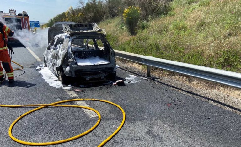 Bomberos de San Juan intervienen en el incendio de un vehículo en la a-49
