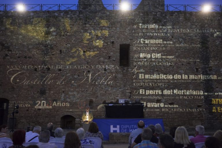 Moliere, Lope de Vega, el Mío Cid y la danza española y flamenca, cartel para el 37 Festival Castillo de Niebla