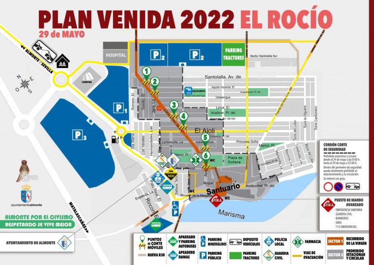 Almonte presenta los recorridos, horarios y prohibiciones para la Función y el Traslado de la Virgen del Rocío