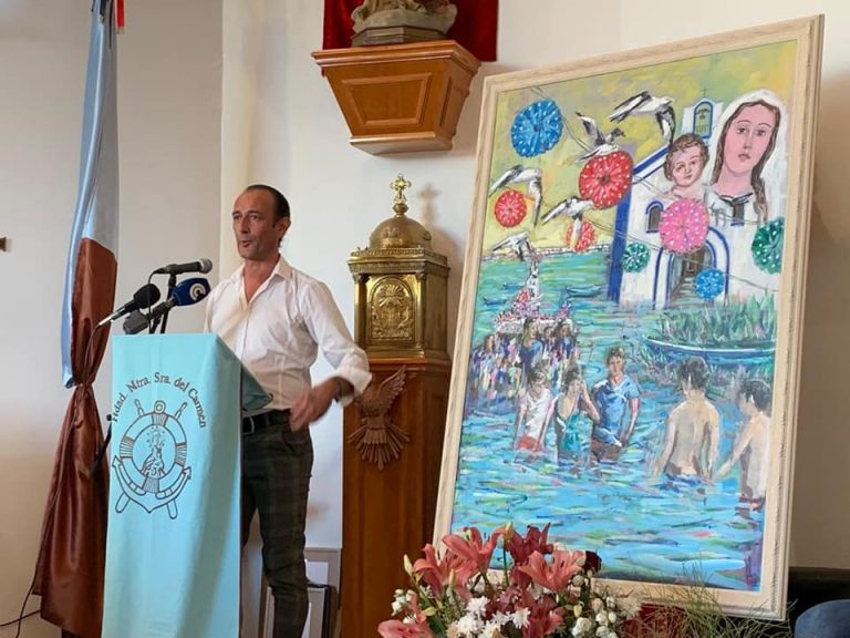 Una obra del artista local Álex anuncia las Fiestas del Carmen de la barriada ayamontina de Canela