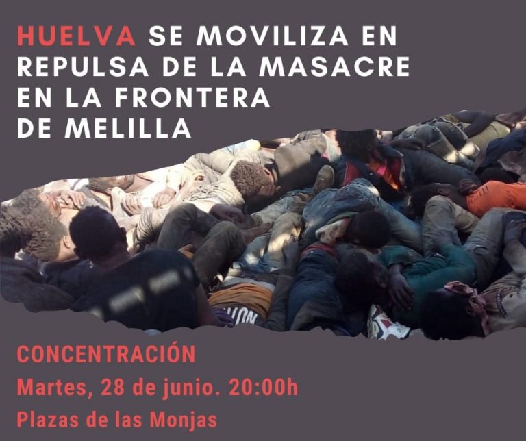 Colectivos sociales convocan una concentración este martes en Huelva contra la «masacre» en la valla de Melilla