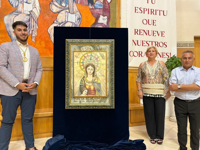 Un cartel del isleño Francis Zamudio anuncia las Fiestas de la Virgen del Mar de Punta del Caimán en Isla Cristina