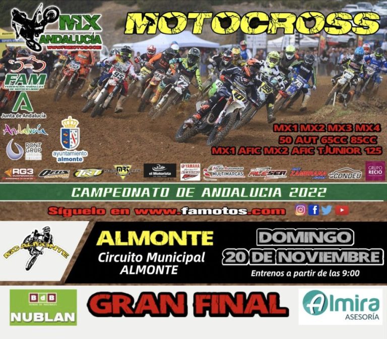 El Motocross andaluz reconocerá a sus campeones en Almonte el 20 de noviembre