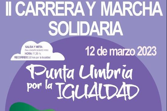 La segunda carrera y marcha solidaria ‘Punta Umbría por la Igualdad’ se celebrará el 12 de marzo