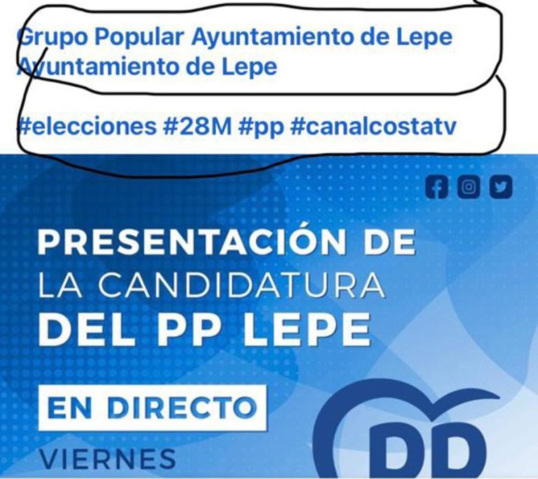 Obligan al PP de Lepe y a Canal Costa a retirar material electoral por «infringir frontalmente» la Ley Electoral