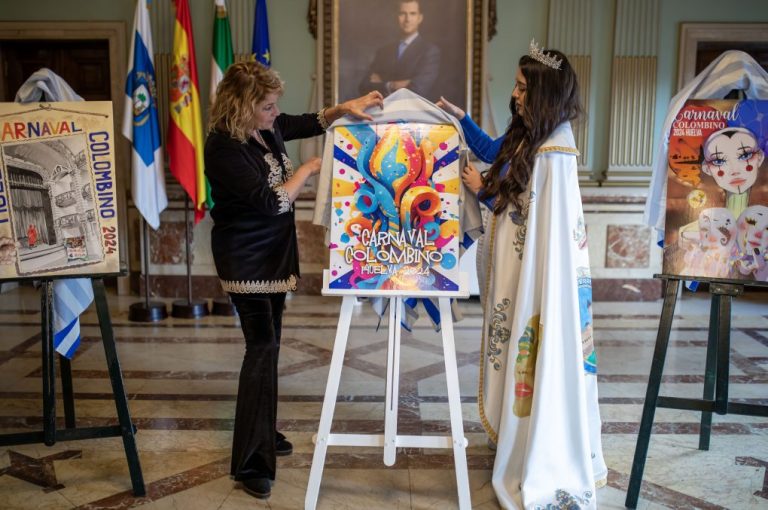 Un colorido ‘Choco de confeti y serpentina’, obra de José Ángel Ligero, se convierte en el cartel oficial del Carnaval Colombino 2024