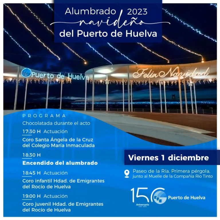 El Puerto de Huelva inaugura mañana su alumbrado navideño con un acto en el Paseo de la Ría