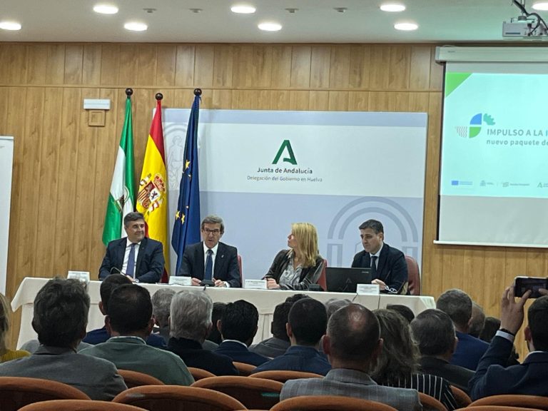 El consejero de Industria de la Junta presenta en Huelva los ‘Incentivos Integrados’, con 250 millones de euros destinados a la industria, hidrógeno verde y minería