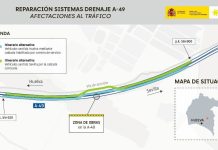 Unas obras en la A-49 afectarán al tráfico hasta mediados de junio