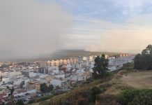 El humo del incendio en Gibraleón sigue afectando a Huelva Capital y el 112 pide «prevención» incendio Gibraleón