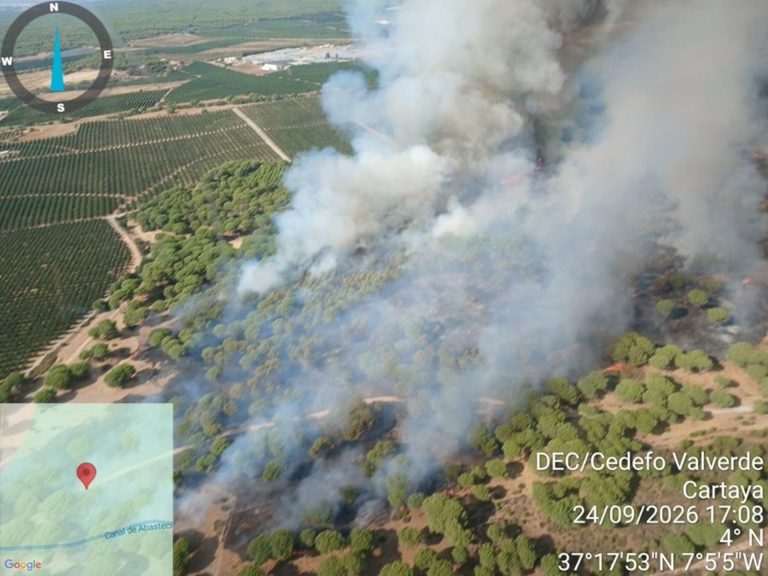 El Infoca lucha contra un nuevo incendio en Cartaya