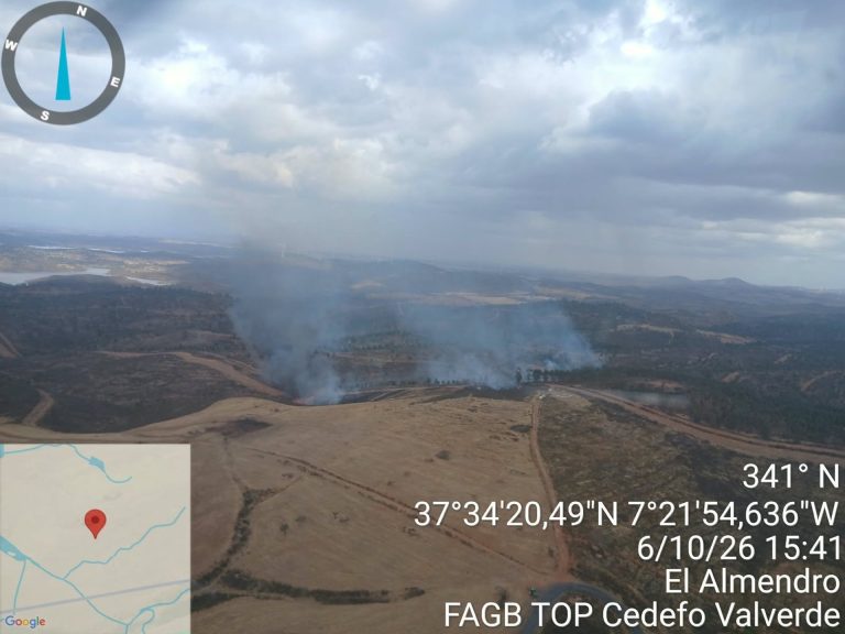 El Infoca lucha contra dos incendios en El Almendro y Calañas